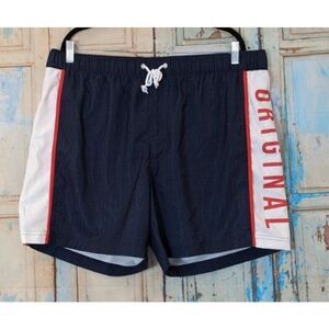 Original Penguin Mens Size XXL Dark Sapphire Stretch Elastic Waist Swim Trunks